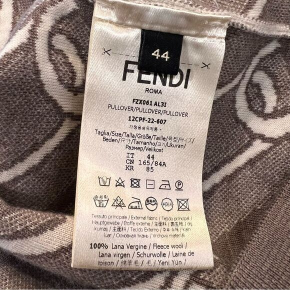 Fendi Brown and Cream Crewneck Sweater with Elegant Pattern Unisex - Picture 6 of 6